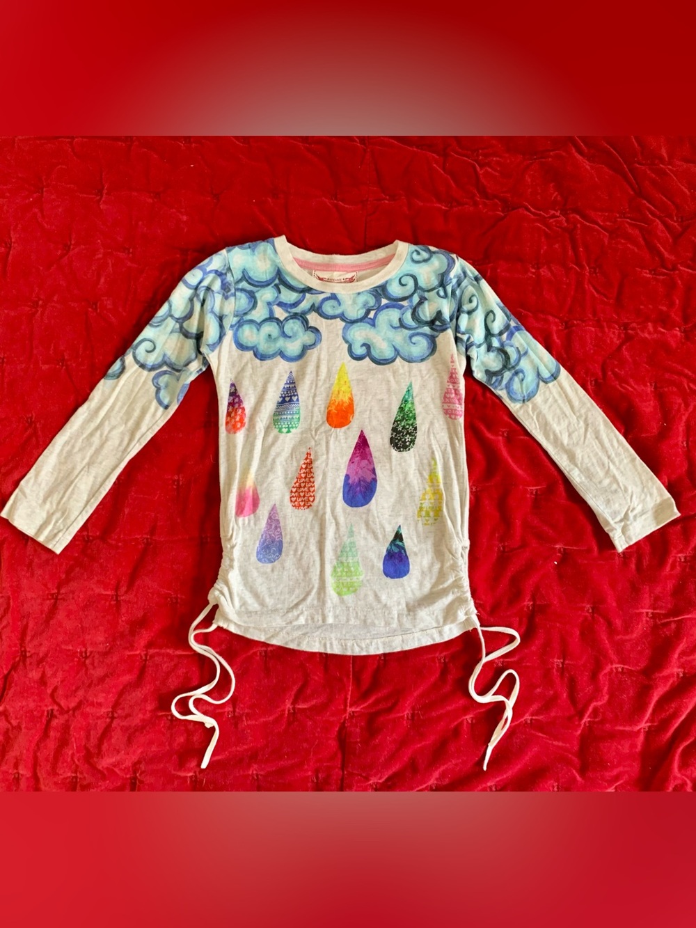 Paper Wings clouds rain gray Organic Top Girl 7